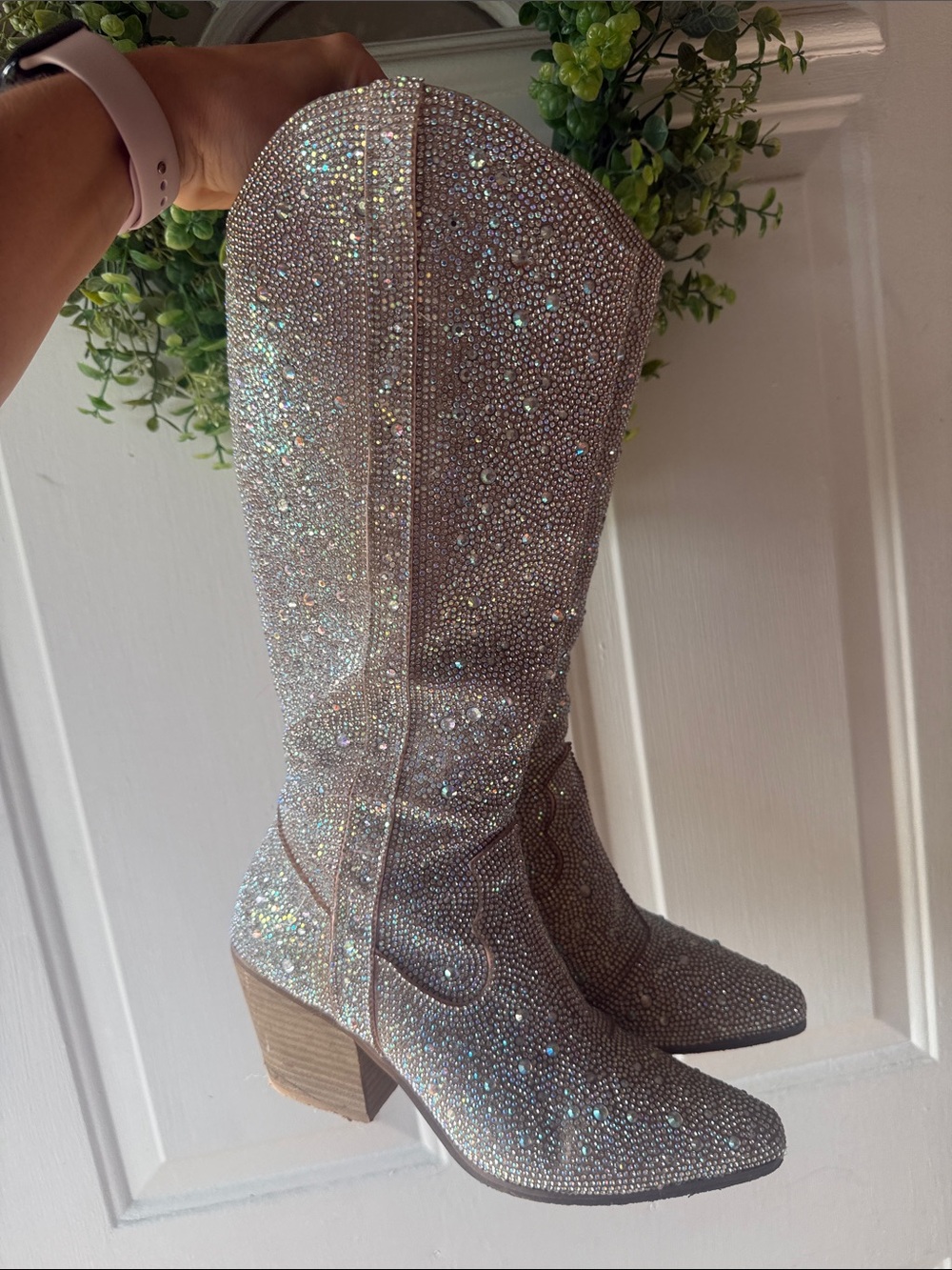 Matisse Blush Rhinestone Knee-High Western Boots